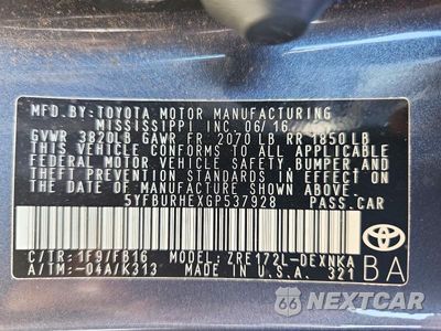 Zdjęcie 12 z 12 samochodu: 2016 TOYOTA COROLLA LE PLUS VIN:5YFBURHEXGP537928 - miniatura