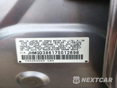 Zdjęcie 12 z 12 samochodu: 2007 HONDA FIT S VIN:JHMGD38617S012698 - miniatura