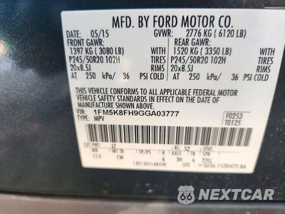 Zdjęcie 14 z 14 samochodu: 2016 FORD EXPLORER LIMITED VIN:1FM5K8FH9GGA03777 - miniatura