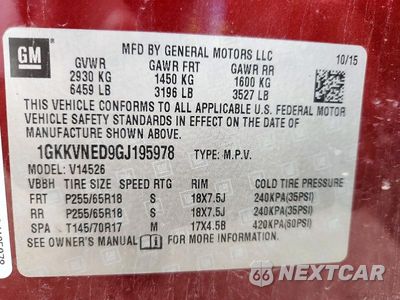 Zdjęcie 13 z 13 samochodu: 2016 GMC ACADIA SLE VIN:1GKKVNED9GJ195978 - miniatura
