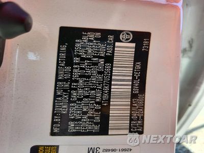 Zdjęcie 13 z 13 samochodu: 2007 TOYOTA CAMRY XLE V6 VIN:4T1BK46K77U525669 - miniatura