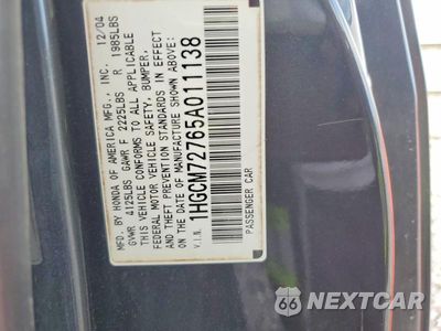 Zdjęcie 12 z 12 samochodu: 2005 HONDA ACCORD EX VIN:1HGCM72765A011138 - miniatura