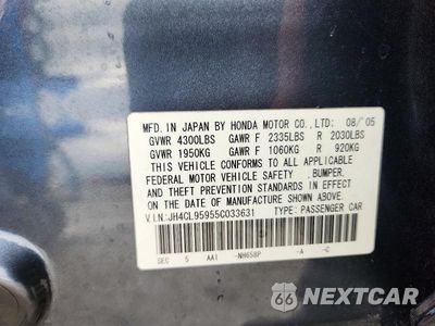 Zdjęcie 12 z 12 samochodu: 2005 ACURA TSX VIN:JH4CL95955C033631 - miniatura
