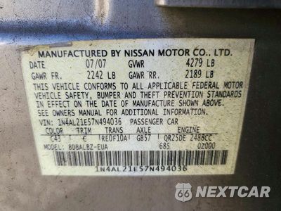 Zdjęcie 12 z 12 samochodu: 2007 NISSAN ALTIMA 2.5 VIN:1N4AL21E57N494036 - miniatura