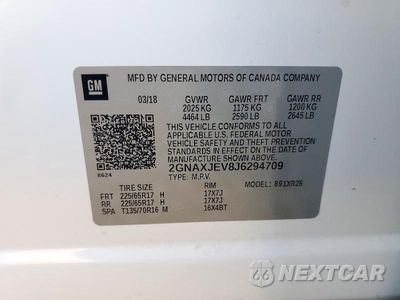 Zdjęcie 12 z 12 samochodu: 2018 CHEVROLET EQUINOX LT VIN:2GNAXJEV8J6294709 - miniatura