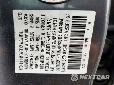 Zdjęcie 12 z 12 samochodu: 2013 HONDA CIVIC LX VIN:2HGFB2F54DH302431 - miniatura
