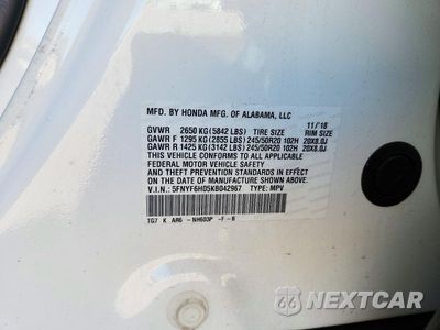 Zdjęcie 13 z 13 samochodu: 2019 HONDA PILOT ELITE VIN:5FNYF6H05KB042967 - miniatura