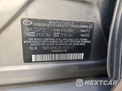 Zdjęcie 12 z 12 samochodu: 2014 HYUNDAI SONATA GLS VIN:5NPEB4AC8EH836777 - miniatura