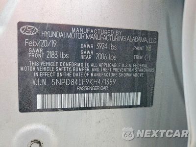 Zdjęcie 12 z 12 samochodu: 2019 HYUNDAI ELANTRA SEL VIN:5NPD84LF9KH471359 - miniatura