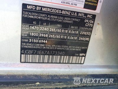 Zdjęcie 12 z 12 samochodu: 2007 MERCEDES-BENZ GL 450 4MATIC VIN:4JGBF71E67A173340 - miniatura