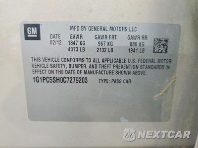 Zdjęcie 12 z 12 samochodu: 2012 CHEVROLET CRUZE LS VIN:1G1PC5SH0C7279203 - miniatura