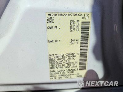 Zdjęcie 12 z 12 samochodu: 2016 NISSAN ALTIMA 2.5 S VIN:1N4AL3AP0GN382803 - miniatura