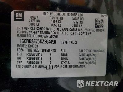 Zdjęcie 13 z 13 samochodu: 2013 CHEVROLET SILVERADO K1500 LT VIN:1GCRKSE76DZ264490 - miniatura