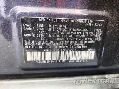 Zdjęcie 13 z 13 samochodu: 2013 SUBARU OUTBACK 2.5I LIMITED VIN:4S4BRCLC7D3292347 - miniatura