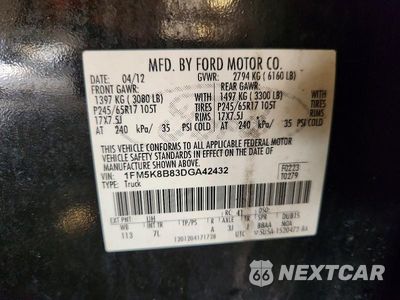 Zdjęcie 13 z 13 samochodu: 2013 FORD EXPLORER VIN:1FM5K8B83DGA42432 - miniatura