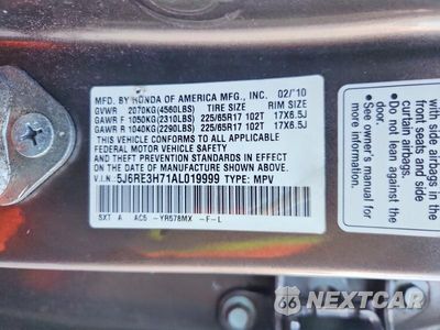 Zdjęcie 13 z 13 samochodu: 2010 HONDA CR-V EXL VIN:5J6RE3H71AL019999 - miniatura