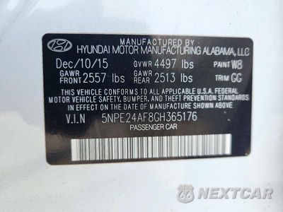 Zdjęcie 12 z 12 samochodu: 2016 HYUNDAI SONATA SE VIN:5NPE24AF8GH365176 - miniatura