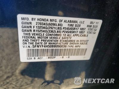 Zdjęcie 13 z 13 samochodu: 2011 HONDA PILOT VIN:5FNYF4H50BB090036 - miniatura