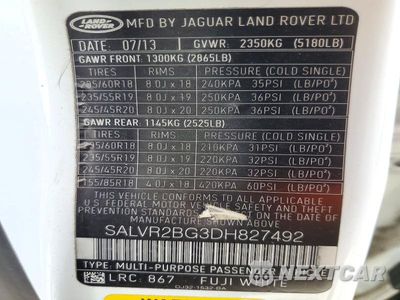 Zdjęcie 13 z 13 samochodu: 2013 LAND ROVER RANGE ROVER EVOQUE PURE PREMIUM VIN:SALVR2BG3DH827492 - miniatura
