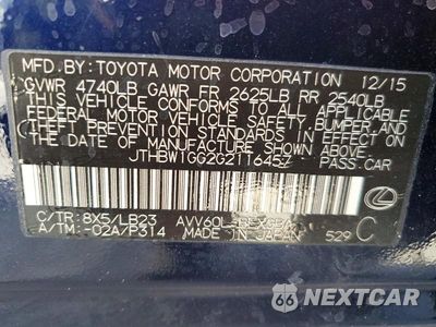 Zdjęcie 13 z 13 samochodu: 2016 LEXUS ES 300H VIN:JTHBW1GG2G2116457 - miniatura