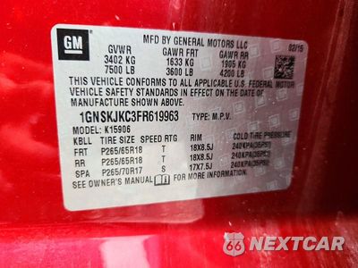 Zdjęcie 13 z 13 samochodu: 2015 CHEVROLET SUBURBAN K1500 LT VIN:1GNSKJKC3FR619963 - miniatura