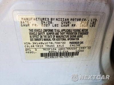 Zdjęcie 12 z 12 samochodu: 2008 NISSAN SENTRA 2.0 VIN:3N1AB61E78L708730 - miniatura