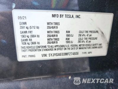 Zdjęcie 14 z 14 samochodu: 2021 TESLA MODEL Y VIN:5YJYGAEE8MF274806 - miniatura