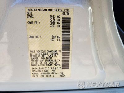 Zdjęcie 12 z 12 samochodu: 2016 NISSAN ALTIMA 2.5 S VIN:1N4AL3APXGC155212 - miniatura