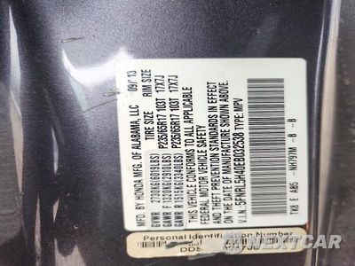 Zdjęcie 13 z 13 samochodu: 2014 HONDA ODYSSEY EX VIN:5FNRL5H40EB032538 - miniatura