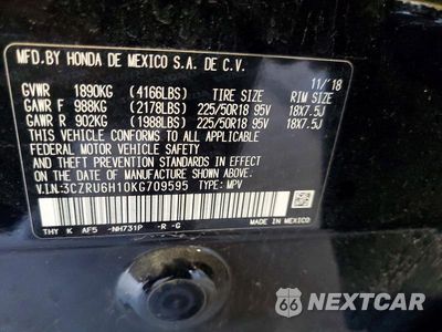 Zdjęcie 13 z 13 samochodu: 2019 HONDA HR-V SPORT VIN:3CZRU6H10KG709595 - miniatura