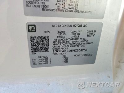 Zdjęcie 12 z 12 samochodu: 2022 CHEVROLET SILVERADO LTD C1500 VIN:1GCPWAED8NZ208256 - miniatura