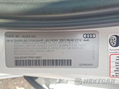 Zdjęcie 12 z 12 samochodu: 2015 FORD A6 VIN:WAUGFAFC7FN013857 - miniatura
