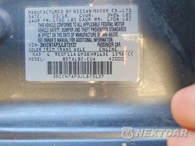 Zdjęcie 12 z 12 samochodu: 2018 NISSAN VERSA SV VIN:3N1CN7AP3JL873137 - miniatura