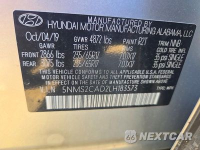Zdjęcie 14 z 14 samochodu: 2020 HYUNDAI SANTA FE SE VIN:5NMS2CAD2LH183573 - miniatura
