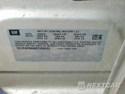 Zdjęcie 12 z 12 samochodu: 2013 CHEVROLET CRUZE LS VIN:1G1PA5SH4D7289322 - miniatura