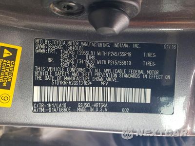 Zdjęcie 13 z 13 samochodu: 2016 TOYOTA HIGHLANDER LIMITED VIN:5TDYKRFH2GS131694 - miniatura