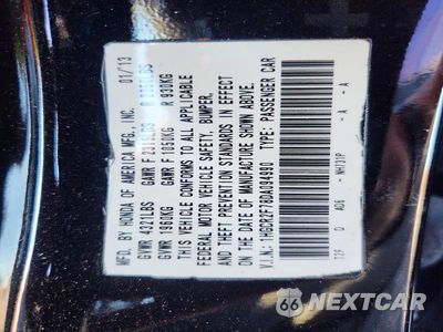 Zdjęcie 12 z 12 samochodu: 2013 HONDA ACCORD EX VIN:1HGCR2F78DA094990 - miniatura