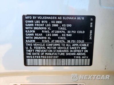 Zdjęcie 13 z 13 samochodu: 2016 VOLKSWAGEN TOUAREG SPORT VIN:WVGEF9BP6GD001297 - miniatura