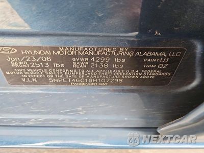 Zdjęcie 12 z 12 samochodu: 2006 HYUNDAI SONATA GL VIN:5NPET46C16H107298 - miniatura