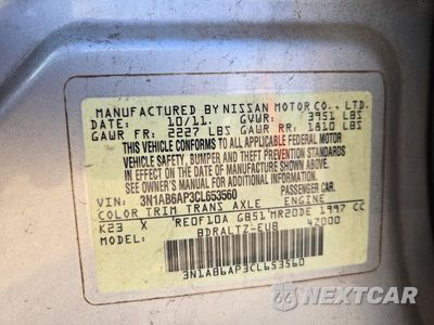 Zdjęcie 12 z 12 samochodu: 2012 NISSAN SENTRA 2.0 VIN:3N1AB6AP3CL653560 - miniatura