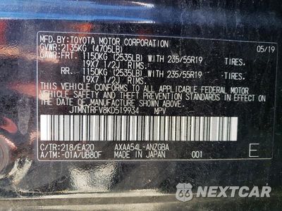 Zdjęcie 12 z 12 samochodu: 2019 TOYOTA RAV4 LIMITED VIN:JTMN1RFV8KD519934 - miniatura
