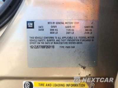 Zdjęcie 14 z 14 samochodu: 2008 CHEVROLET MALIBU 2LT VIN:1G1ZJ57788F260118 - miniatura