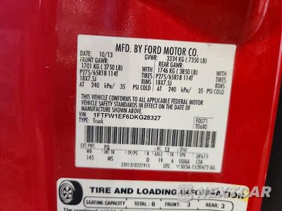 Zdjęcie 12 z 12 samochodu: 2013 FORD F150 SUPERCREW VIN:1FTFW1EF6DKG28327 - miniatura