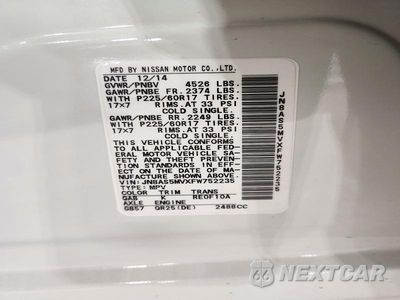 Zdjęcie 14 z 14 samochodu: 2015 NISSAN ROGUE SELECT S VIN:JN8AS5MVXFW752235 - miniatura