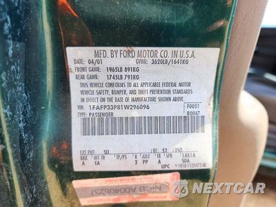 Zdjęcie 12 z 12 samochodu: 2001 FORD FOCUS LX VIN:1FAFP33P81W296096 - miniatura