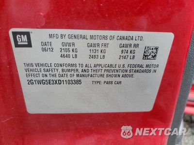 Zdjęcie 12 z 12 samochodu: 2013 CHEVROLET IMPALA LT VIN:2G1WG5E3XD1103385 - miniatura