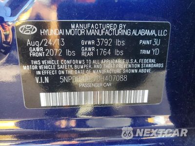 Zdjęcie 12 z 12 samochodu: 2013 HYUNDAI ELANTRA GLS VIN:5NPDH4AE7DH407088 - miniatura