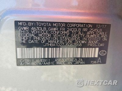 Zdjęcie 13 z 13 samochodu: 2018 LEXUS IS 300 VIN:JTHBA1D27J5067558 - miniatura