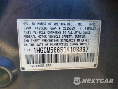 Zdjęcie 12 z 12 samochodu: 2003 HONDA ACCORD EX VIN:1HGCM56653A108897 - miniatura