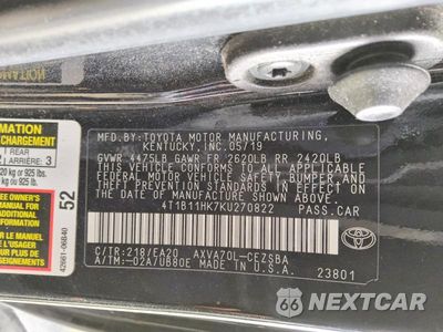 Zdjęcie 12 z 12 samochodu: 2019 TOYOTA CAMRY SE VIN:4T1B11HK7KU270822 - miniatura